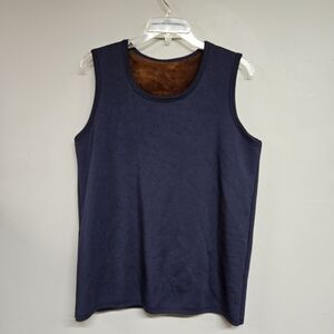 Navy Blue Tank Top Fleece Lined Women's Medium Sleevless Shirt